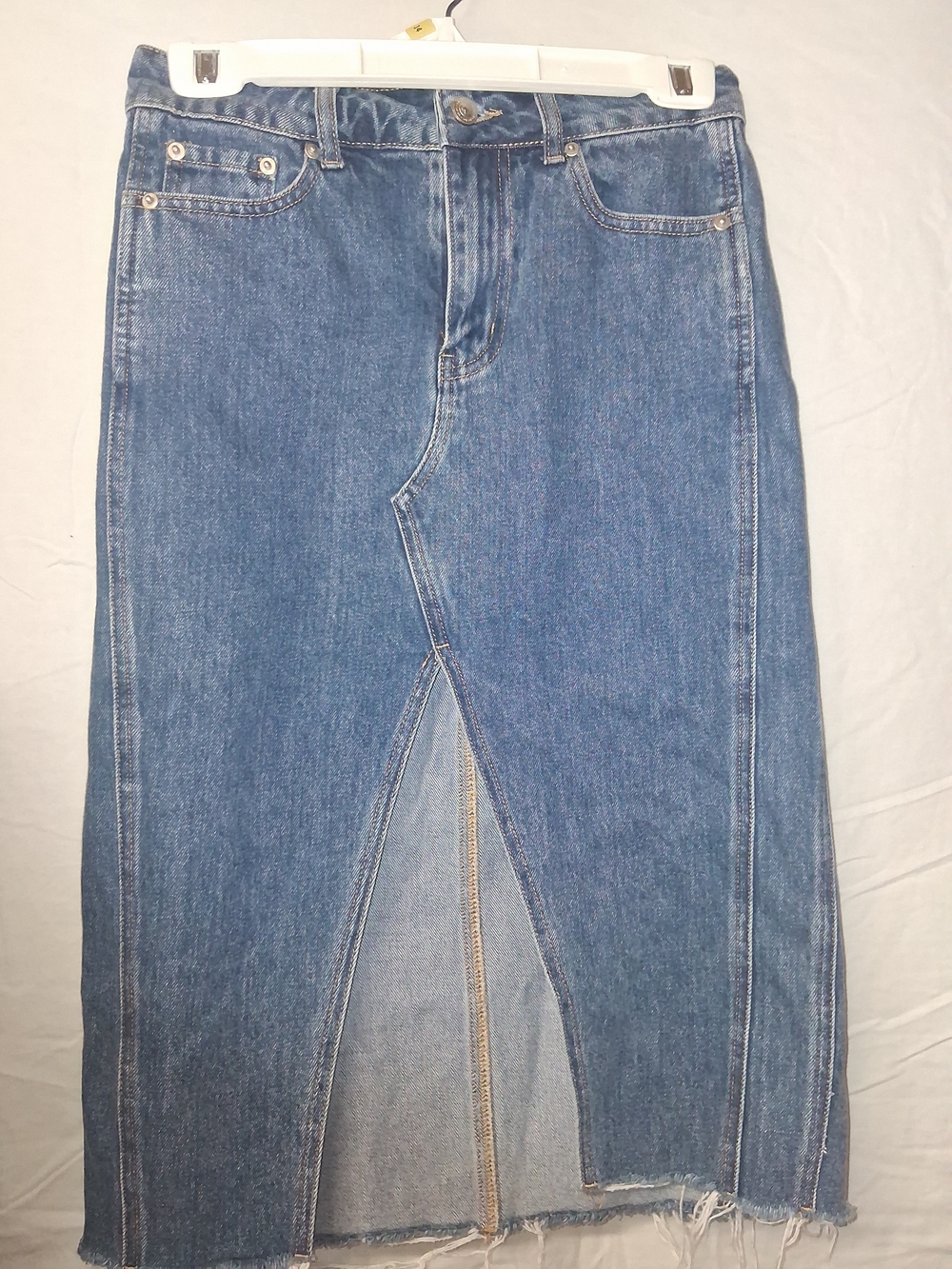Princess Polly Blue Denim Midi Skirt with Front Slit